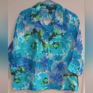 NOTATIONS button-up shirt large. See through and awesome 😎 blue 🔵